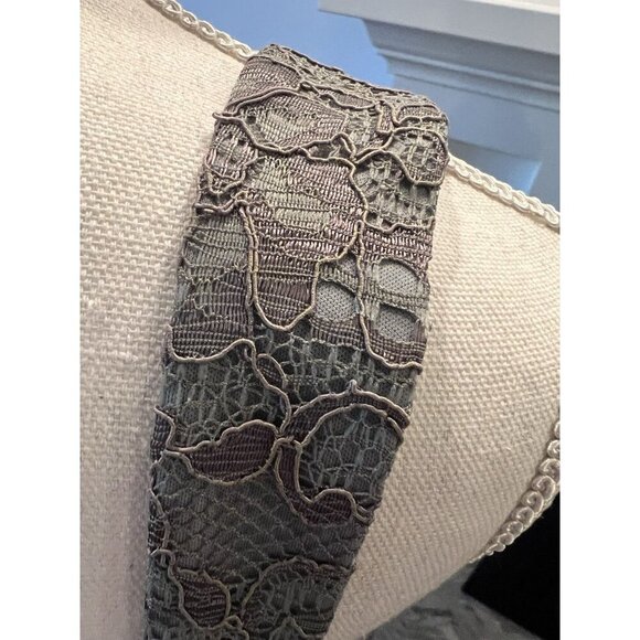 Adrianna Papell Dress Size 12 Grayish-Sage Green w/Gold Shimmer Lace Overlay - Picture 7 of 10